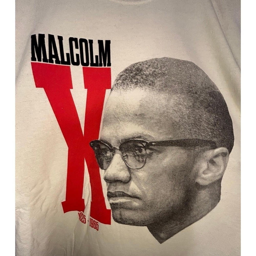 Malcom X Face Potrait Big Graphic T-Shirt Mens XL‎